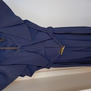 Navy ruffle sleeve dress